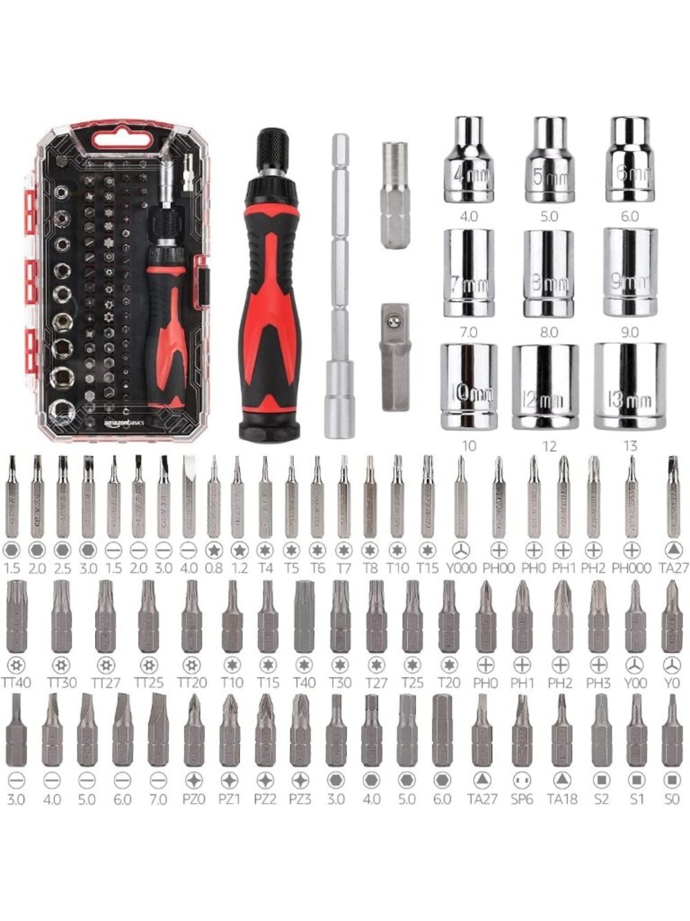 73-Piece Magnetic Ratcheting Wrench & Precision Screwdriver Tool Set, Carry